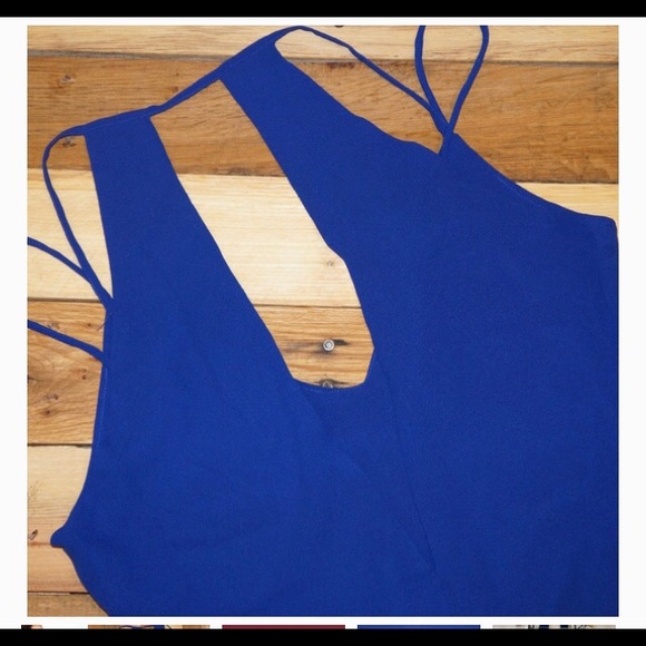 Three of Something Royal Blue Dress V-Neck w/ Deep V Back Keyhole NWOT Large - Picture 4 of 5